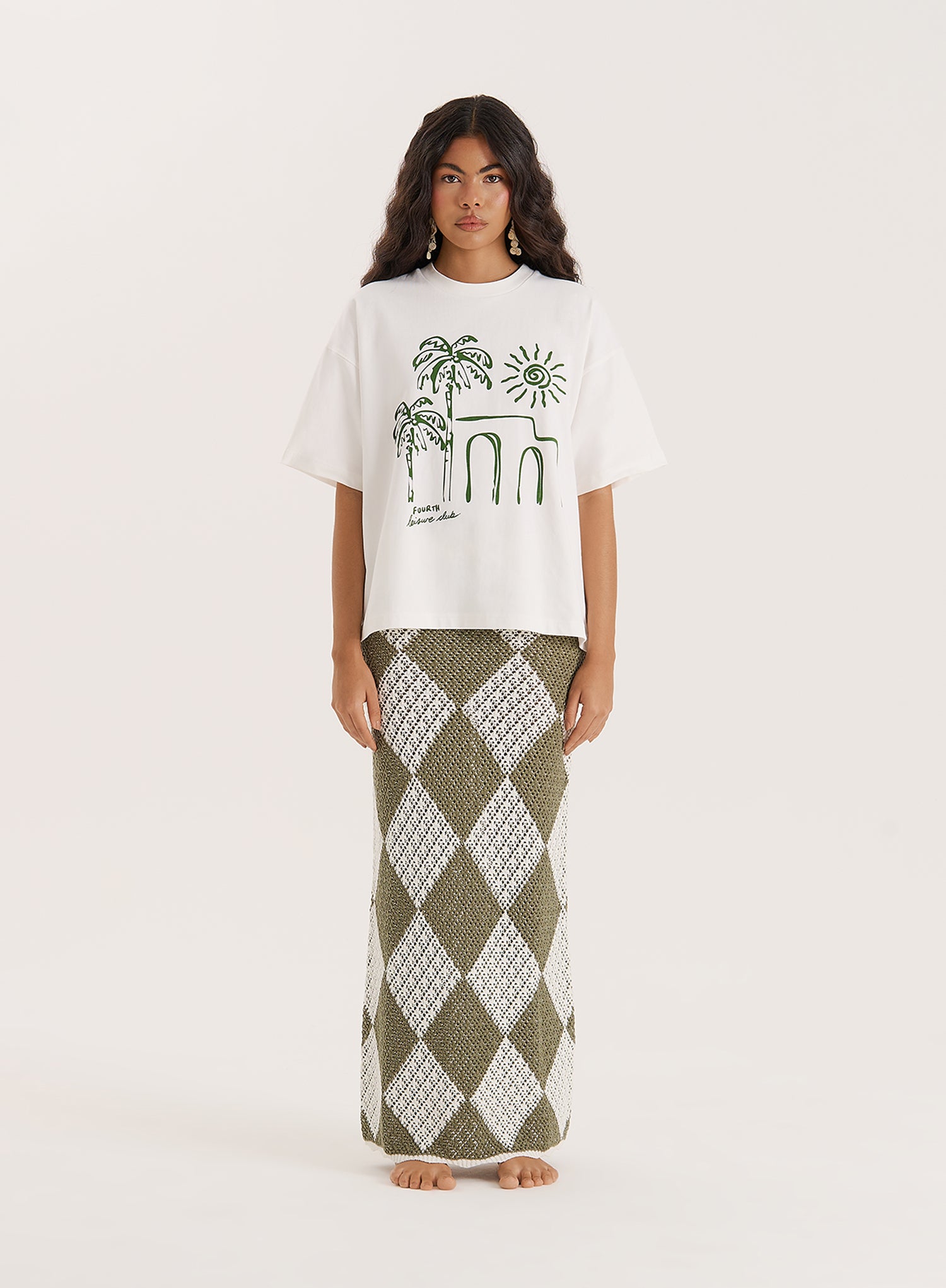 Off White Palm Print Graphic T-Shirt
